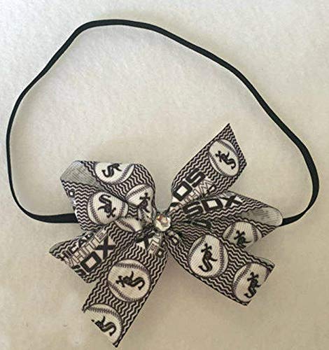 White Sox Baby Girl Bow Headband Elastic
