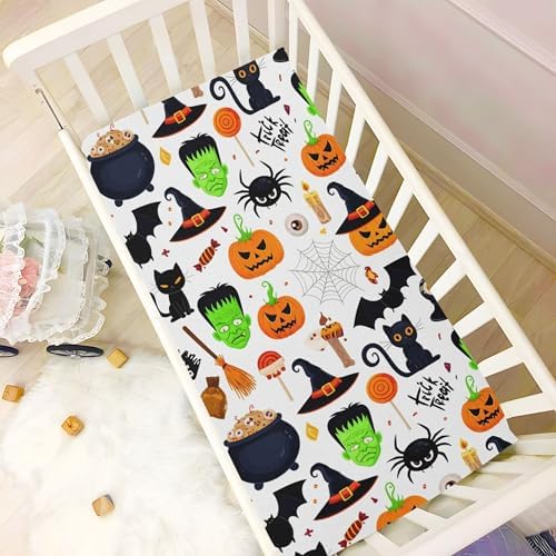 Qilmy Halloween Fitted Crib Sheet for Kids