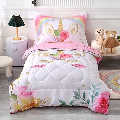 Wowelife Unicorn Toddler Bedding Set 4 Piece