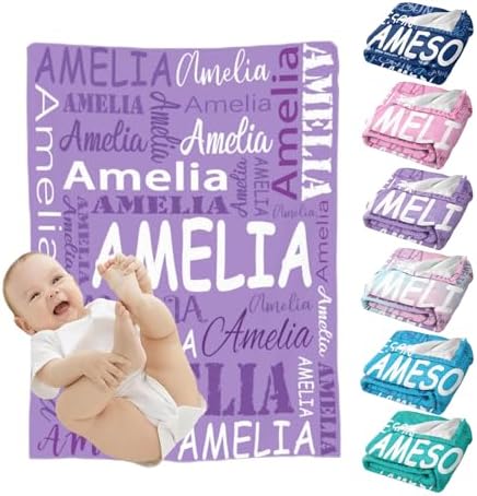Custom Baby Blanket with Name for Kids Girls Boys