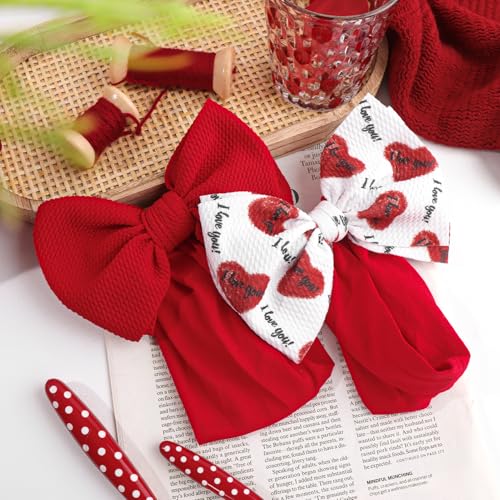 YanJie Red Pink Valentine Bow Headband for Baby Girl