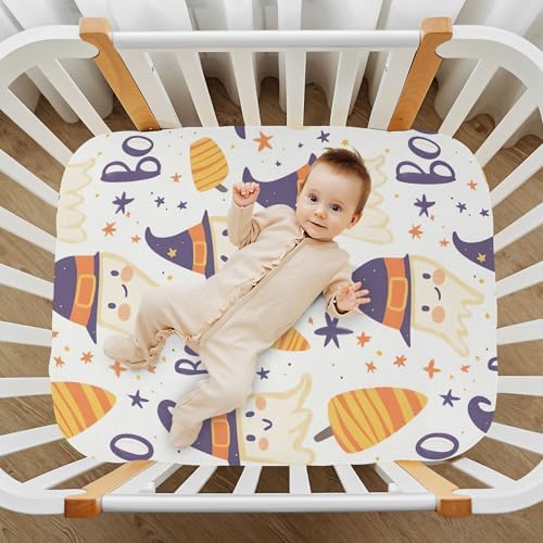 Qilmy Halloween Ghosts Fitted Crib Sheet for Girls and Boys