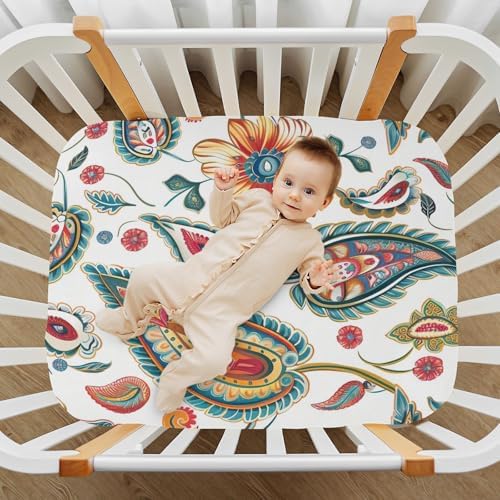 Wajiw Paisley Crib Sheets Soft Breathable Fitted