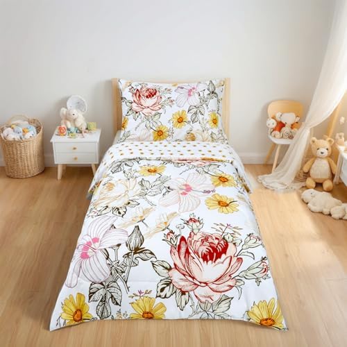 HNHUAMING Toddler Girl Bedding Set 4 Piece
