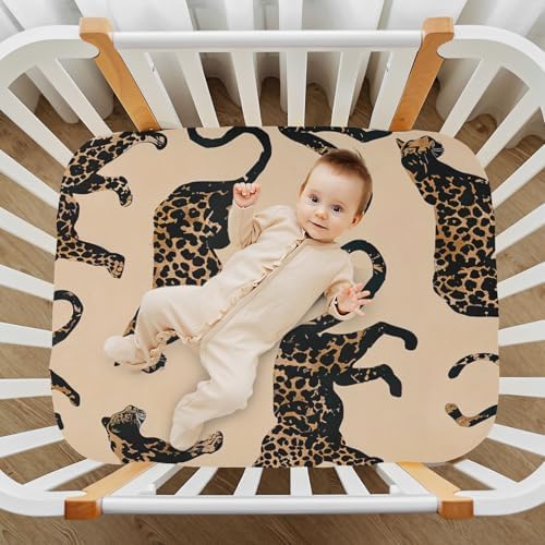 Wajiw Leopard Crib Sheets Soft Breathable Fitted 1