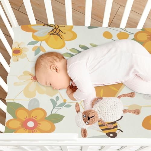 Wajiw Bees Crib Sheets for Girls and Boys