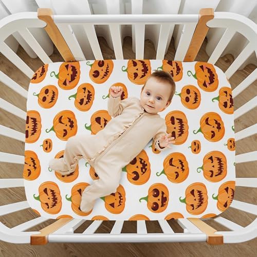 Qilmy Halloween Pumpkins Fitted Crib Sheet for Kids 1