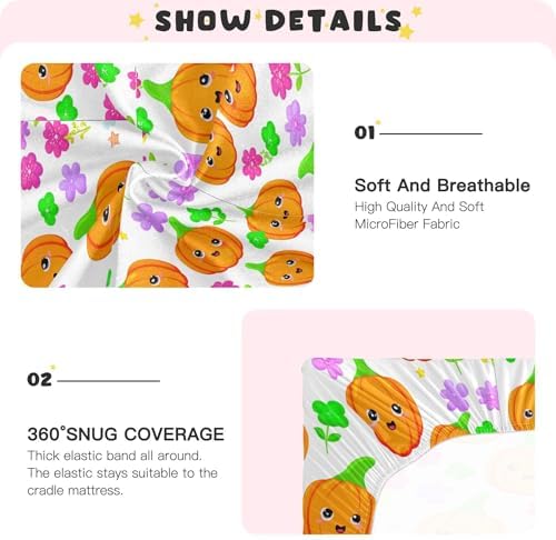 Qilmy Halloween Pumpkins Fitted Crib Sheet for Baby
