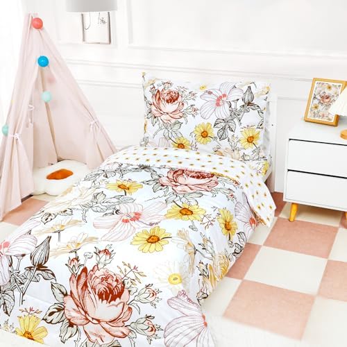 HNHUAMING Toddler Girl Bedding Set 4 Piece