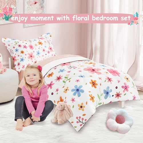 Cozyholy 4 Piece Floral Toddler Bedding Set