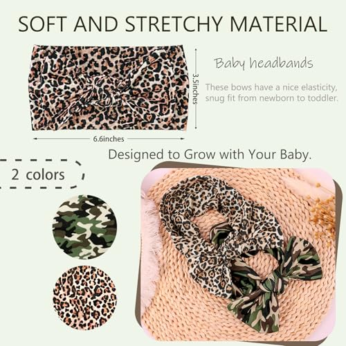 LemonSpace Leopard Camo Baby Headband with Bow