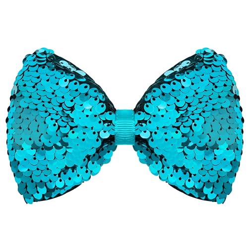CLLOT 5 Inch Peacock Sequin Hair Bow Clips