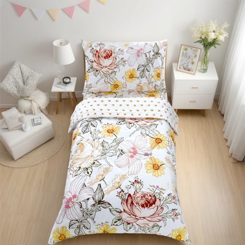 HNHUAMING Toddler Girl Bedding Set 4 Piece