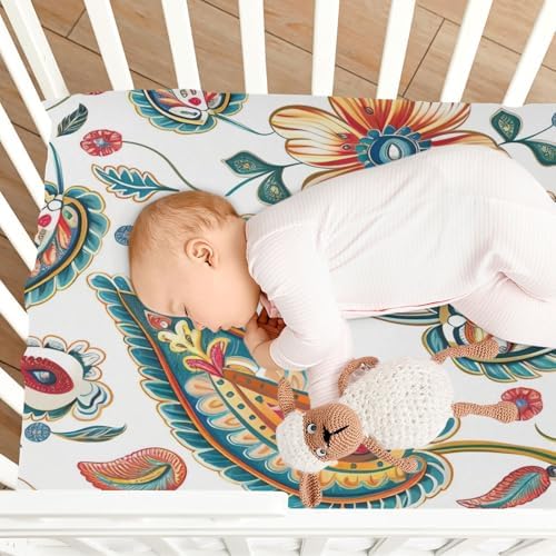 Wajiw Paisley Crib Sheets Soft Breathable Fitted
