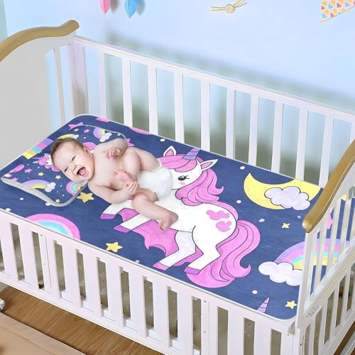 Cooling Baby Mattress Pad Protector with Unicorn Design