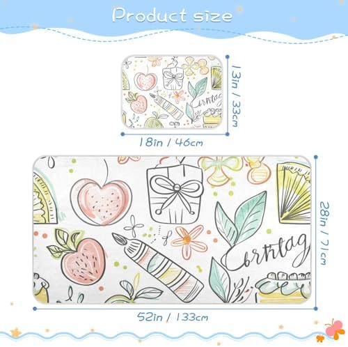 Cooling Baby Mattress Pad with Doodle Drawings 28x52