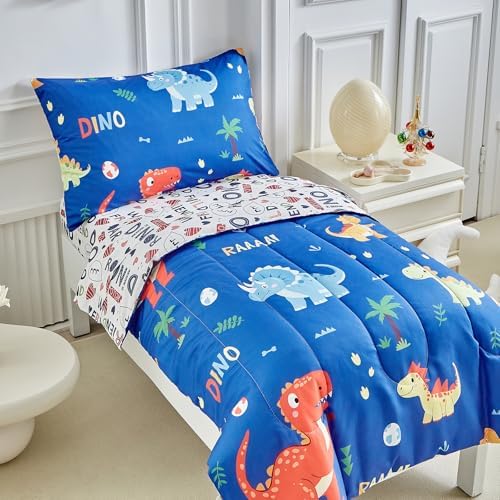 UOZZI Dinosaur Toddler Bedding Set Navy 4P