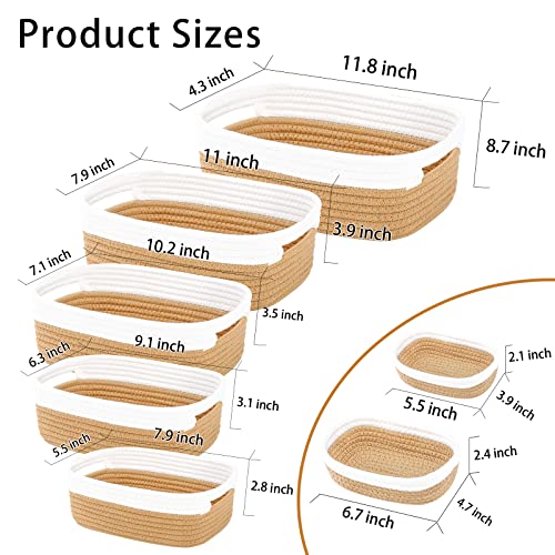 7 Piece Cotton Woven Basket Set - WhiteJute