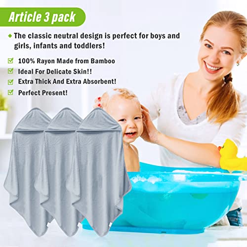Cosy Family 3 Pack Baby Hooded Towels - Ultra Soft Grey