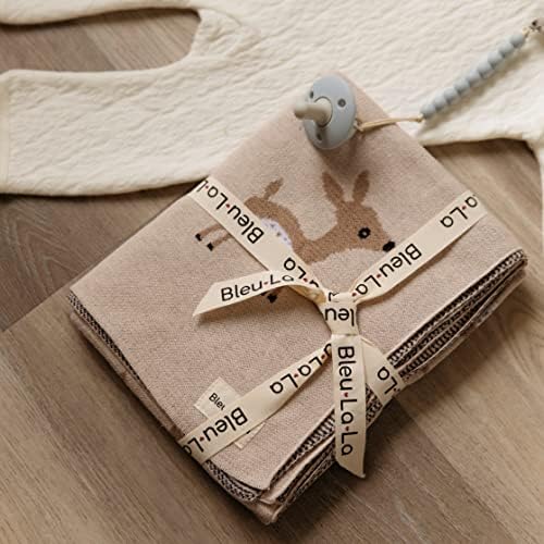 Bleu La La Knit Baby Swaddling Blanket - Deer Mocha
