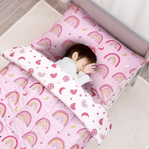 PHF 4 Piece Toddler Bedding Set with Rainbow Theme