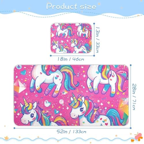 Cooling Rainbow Unicorn Baby Mattress Protector 28x52