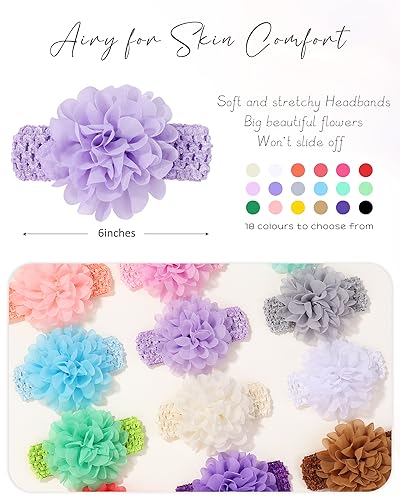 Jollybows 20pcs Nylon Headbands with Bow for Baby Girls