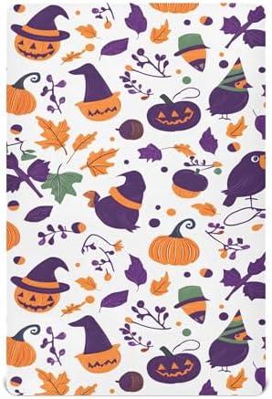 Qilmy Halloween Pumpkins Crib Sheet for Baby