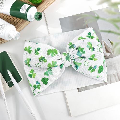 7 St Patricks Day Baby Bow Headband Green Shamrock