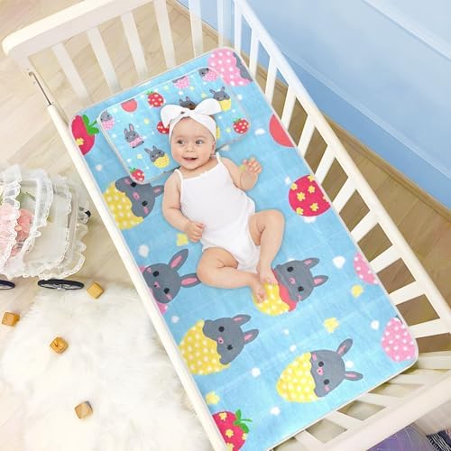 Cooling Cute Bunnies Mattress Pad 28x52 Baby Waterproof Crib Cover