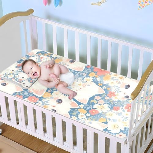 Cooling Cartoon Cat Design Baby Mattress Pad 28x52 Waterproof Washable