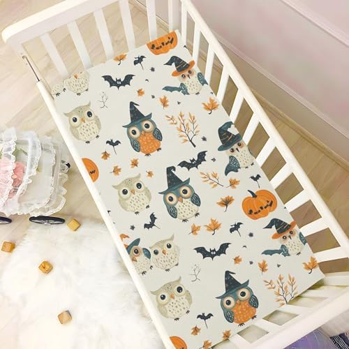 Qilmy Halloween Owls Fitted Crib Sheet for Baby