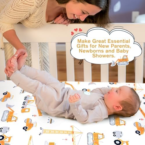 JISEN Soft Breathable Crib Sheet for Boys Girls 52x28 Inch
