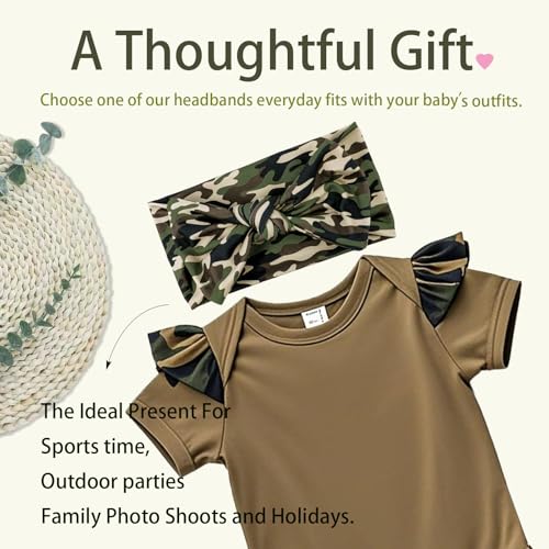LemonSpace Leopard Camo Baby Headband with Bow