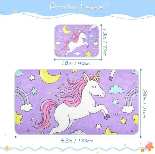 Cute Cartoon Unicorn Purple Peach Cooling Baby Mattress Pad Cover