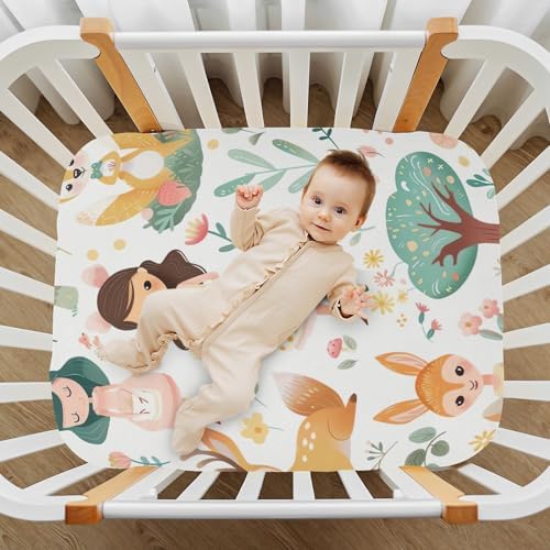 Wajiw Cute Princess Crib Sheets for Girls and Boys