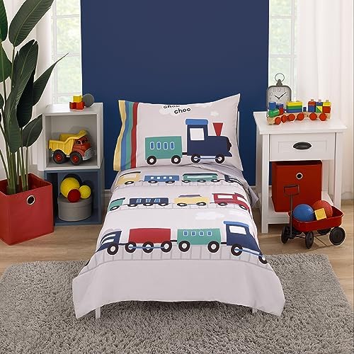 Everything Kids Choo Choo Train 4 Piece Toddler Bed Set