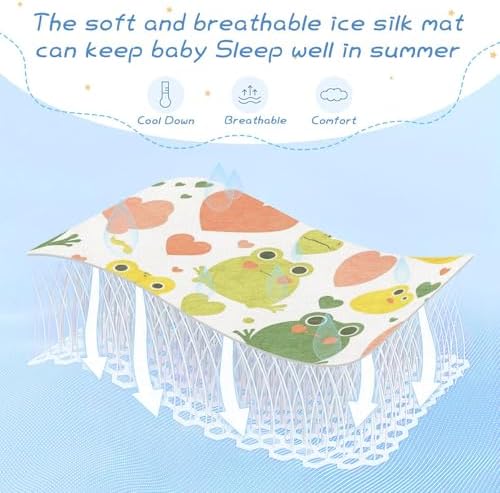 Frog Cartoon Cooling Baby Mattress Pad Protector 28x52 Reusable