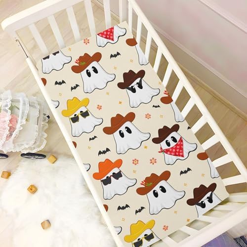 Qilmy Halloween Ghosts Fitted Crib Sheet Soft Breathable
