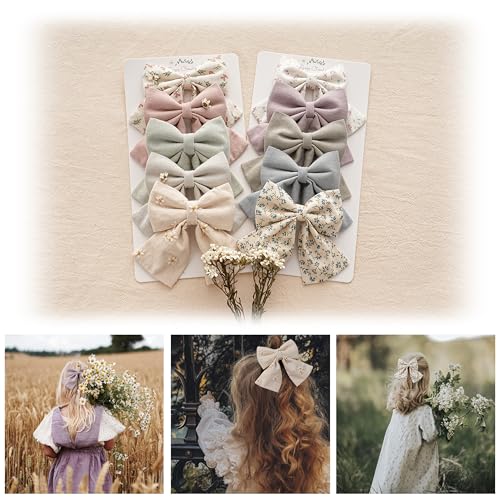 Fancy Clouds 10-Piece Flower Print Hair Bow Set for Girls