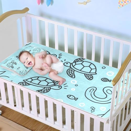 Blue Ocean Turtle Cooling Baby Mattress Pad 28x52