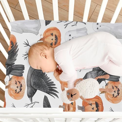 Qilmy Halloween Watercolor Crib Sheet for Kids