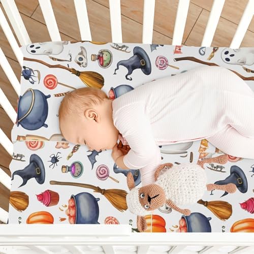 Qilmy Halloween Crib Sheet for Girls and Boys