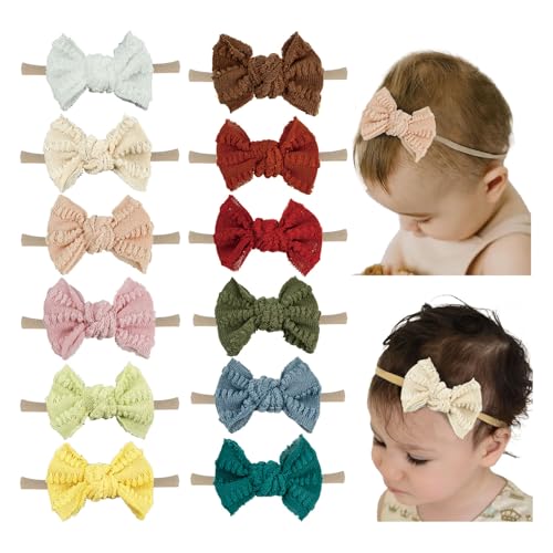 Esumun Baby Girl Knitting Hair Bow Headband 12Pcs