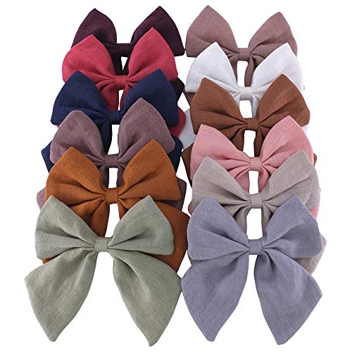 Baily Linen Bow Hair Clips for Girls and Women