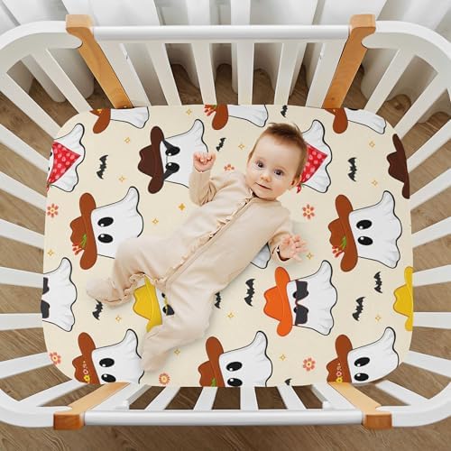 Qilmy Halloween Ghosts Fitted Crib Sheet Soft Breathable