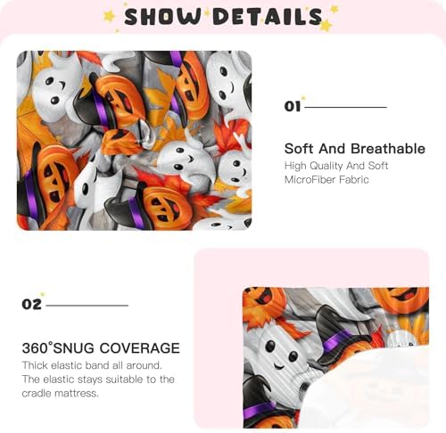 Qilmy Halloween Pumpkins Fitted Crib Sheet for Kids