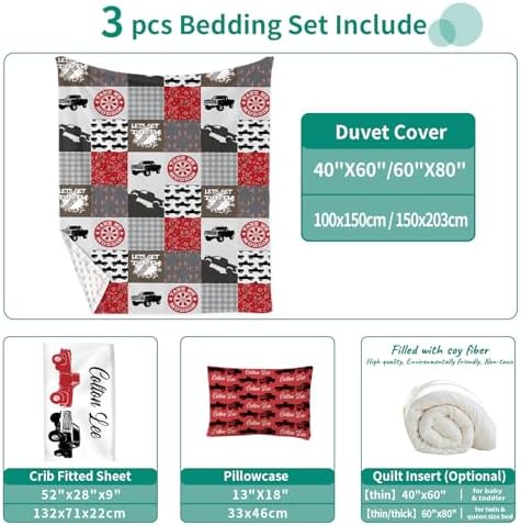 Duckbe Custom Toddler Bedding Set Race Car 3 Piece
