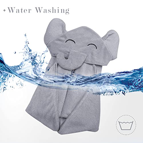YOYOO Premium Baby Bath Towel - Cute Grey Elephant Hooded Towel