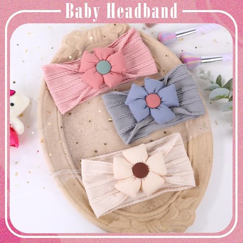 Chiduerm 6Pcs Soft Stretchy Flower Headbands for Baby Girls
